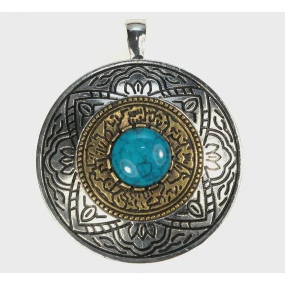 Large Premier Design Vintage Composite Turquoise Pendant - Picture 1 of 7